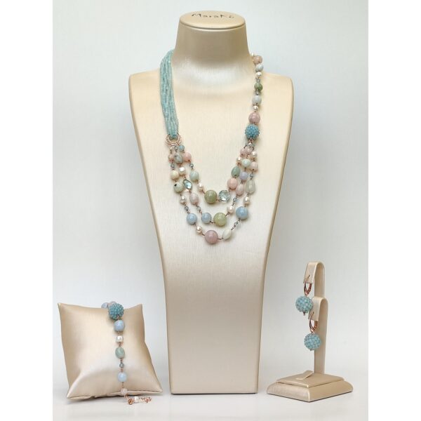 Set diva din acvamarin morganit si perle Set diva din acvamarin morganit si perle