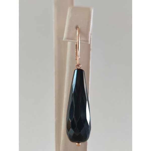 Cercei timeless din agat negru fatetat 1 Cercei timeless din agat negru fatetat 1