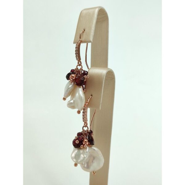 Cercei-Waterlily-cu-perle-si-granat-2 Cercei-Waterlily-cu-perle-si-granat-2