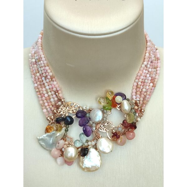 Choker rainbow din opal cuart si perle 3 Choker rainbow din opal cuart si perle 3