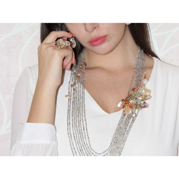 Inel Majestic Reglabil Din Cuart Multicolor Si Perle De Cultura 1 Inel Majestic Reglabil Din Cuart Multicolor Si Perle De Cultura 1