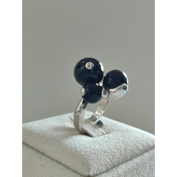 Inel trilogy din agat negru fatetat reglabil 1 Inel trilogy din agat negru fatetat reglabil 1