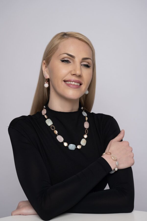 Set Dynamic din acvamarin multicolor și perle