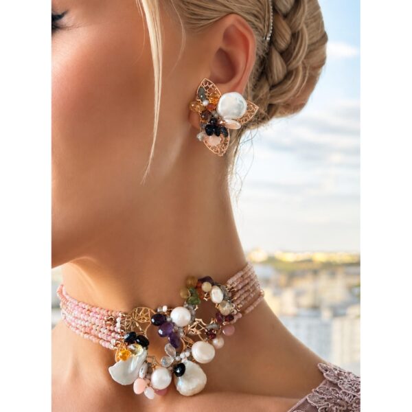 Set rainbow din opal cuart si perle 7 Set rainbow din opal cuart si perle 7