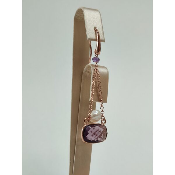 Cercei pochette din ametist si perle Cercei pochette din ametist si perle