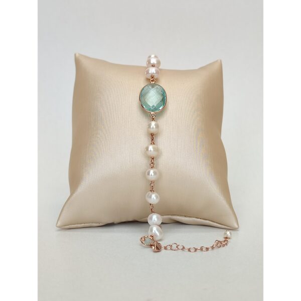 Bratara jolie din cuart albastru celest si perle 1 Bratara jolie din cuart albastru celest si perle 1