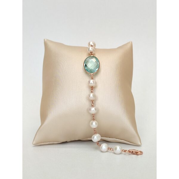 Bratara jolie din cuart albastru celest si perle 2 Bratara jolie din cuart albastru celest si perle 2