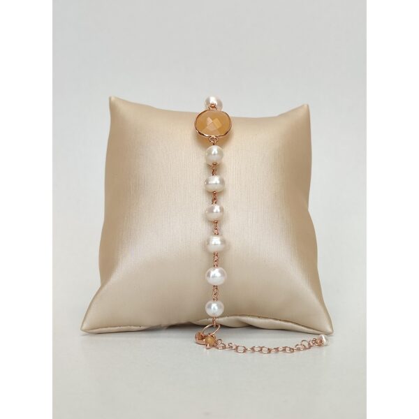 Bratara jolie din cuart somon si perle 1 Bratara jolie din cuart somon si perle 1