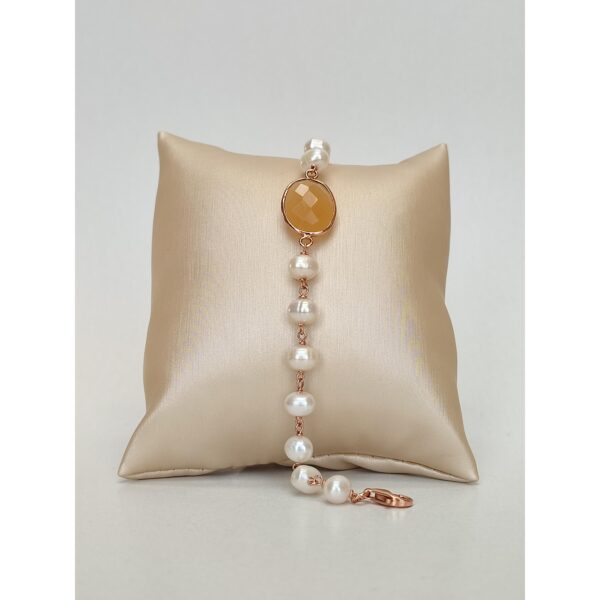 Bratara jolie din cuart somon si perle 2 Bratara jolie din cuart somon si perle 2