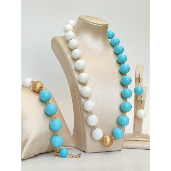 Set mirage din agat alb si pasta de turcoaz 2 Set mirage din agat alb si pasta de turcoaz 2