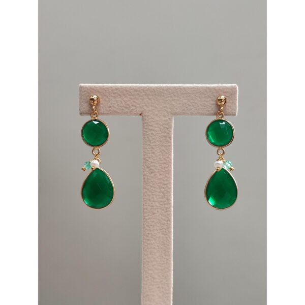 Cercei Lolou Din Verde Smarald Si Perle 1 Cercei Lolou Din Verde Smarald Si Perle 1