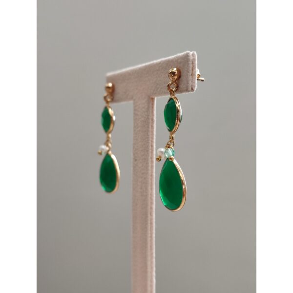 Cercei Lolou Din Verde Smarald Si Perle Cercei Lolou Din Verde Smarald Si Perle