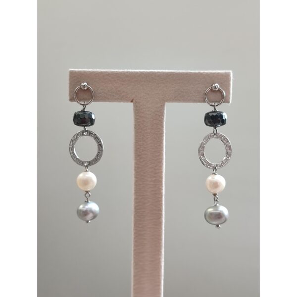 Cercei miracle din hematit natural si perle 1 Cercei miracle din hematit natural si perle 1