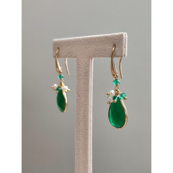 Cercei Roua Din Agat Verde Smarald Si Perle Cercei Roua Din Agat Verde Smarald Si Perle