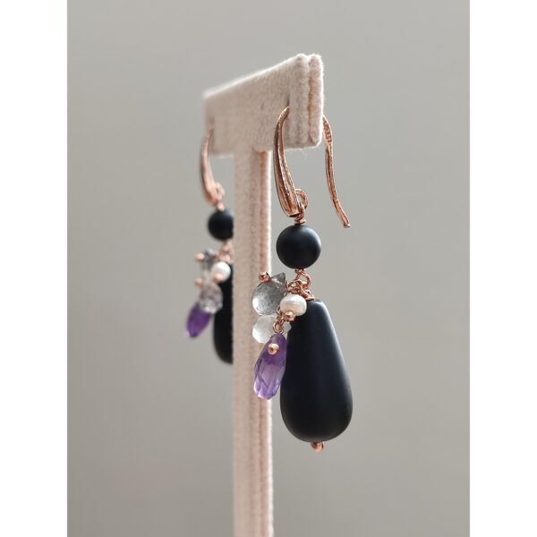 Cercei Timeless Din Agat Negru Acvamarin Labradorit Si Ametist Cercei Timeless Din Agat Negru Acvamarin Labradorit Si Ametist