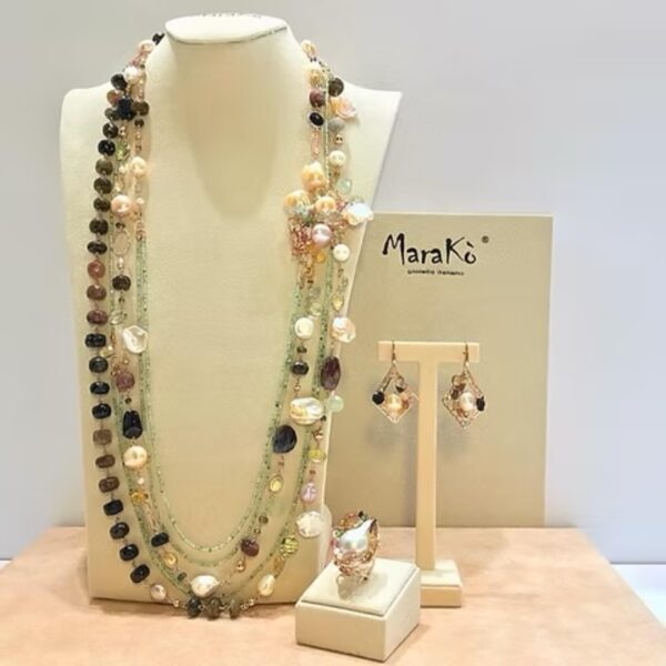 Colier sublime din turmalina cuart si perle 2 Colier sublime din turmalina cuart si perle 2