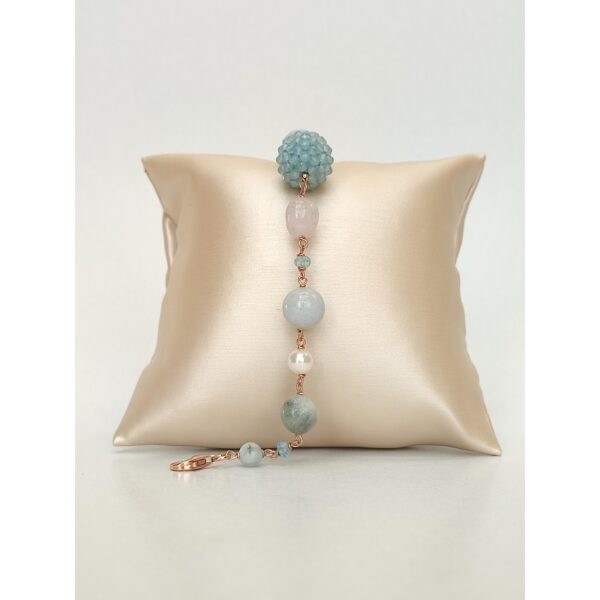 Bratara diva din acvamarin morganit si perle Bratara diva din acvamarin morganit si perle