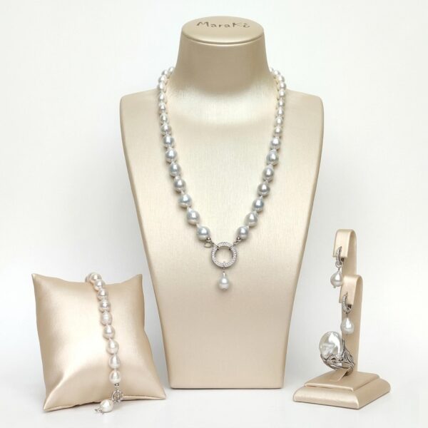 Set boeme din perle baroc albe 11 Set boeme din perle baroc albe 11