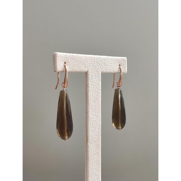 Cercei timeless din cuart fumuriu fatetat 2 Cercei timeless din cuart fumuriu fatetat 2