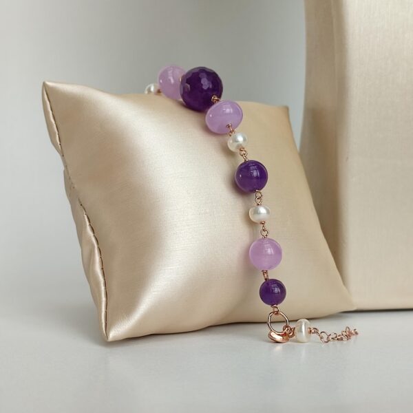 Bratara style din jad ametist si perle 1 Bratara style din jad ametist si perle 1