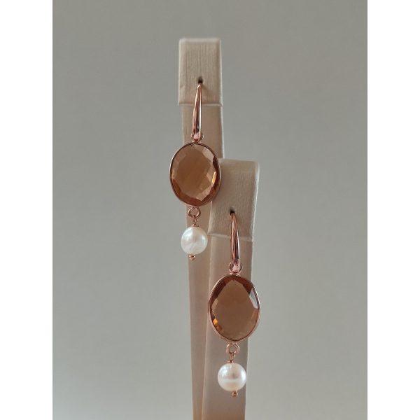 Cercei crown din topaz hidrotermal si perle 1 Cercei crown din topaz hidrotermal si perle 1