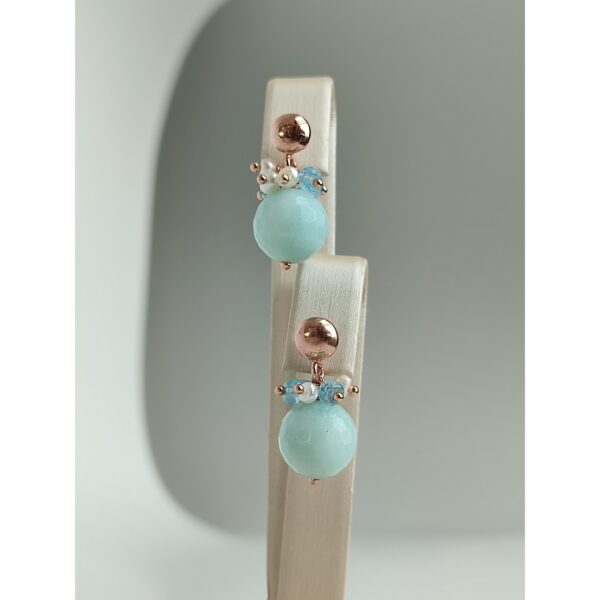 Cercei style din amazonit si perle 1 Cercei style din amazonit si perle 1