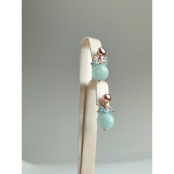 Cercei style din amazonit si perle Cercei style din amazonit si perle