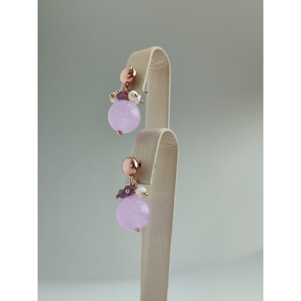 Cercei style din jad ametist si perle 1 Cercei style din jad ametist si perle 1