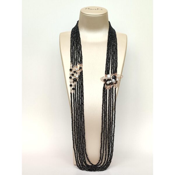 Colier mystique lung din agat negru si perle 2 Colier mystique lung din agat negru si perle 2