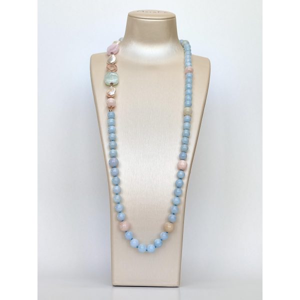Colier reflection din perle de cultura si acvamarin 1 Colier reflection din perle de cultura si acvamarin 1