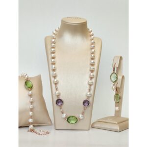 Set jolie din perle ametist verde si violet 3