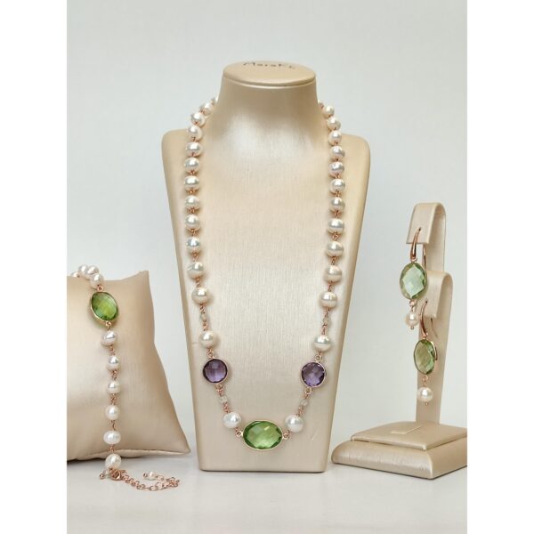 Set jolie din perle ametist verde si violet 3