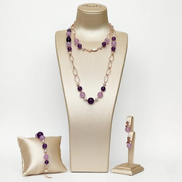 Set style din jad ametist si perle Set style din jad ametist si perle