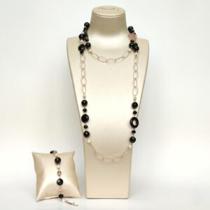 Set style din perle si agat negru 1