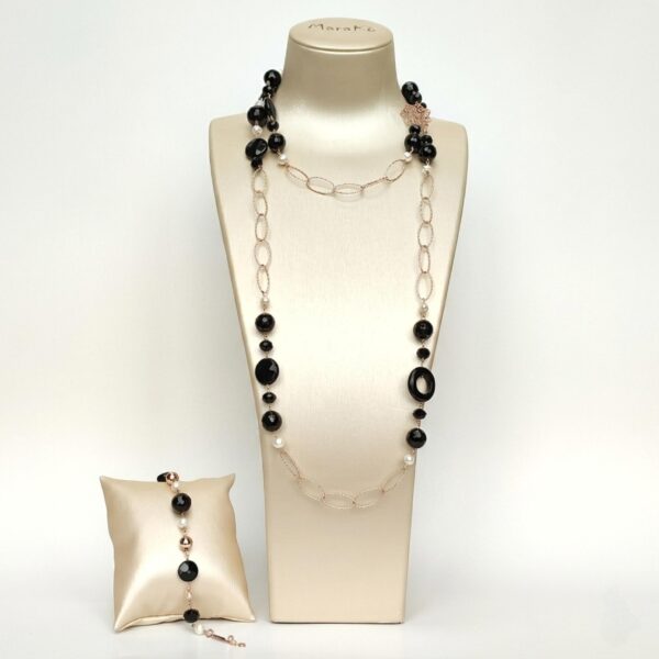 Set style din perle si agat negru 1 Set style din perle si agat negru 1