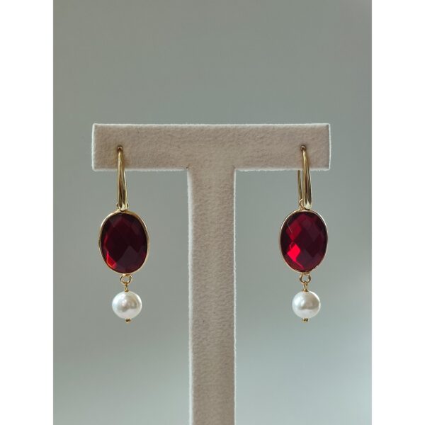 Cercei crown din agat rubiniu si perle Cercei crown din agat rubiniu si perle