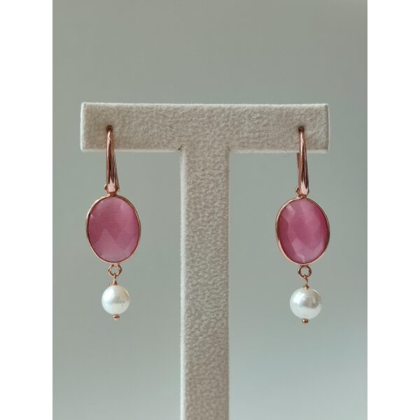 Cercei crown din jad roz si perle Cercei crown din jad roz si perle