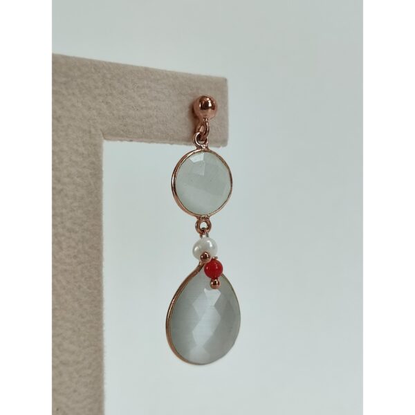 Cercei lilou din agat alb si perle 1 Cercei lilou din agat alb si perle 1