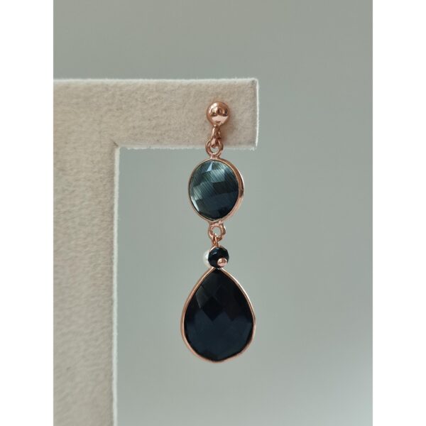 Cercei lilou din agat negru si perle 1 Cercei lilou din agat negru si perle 1