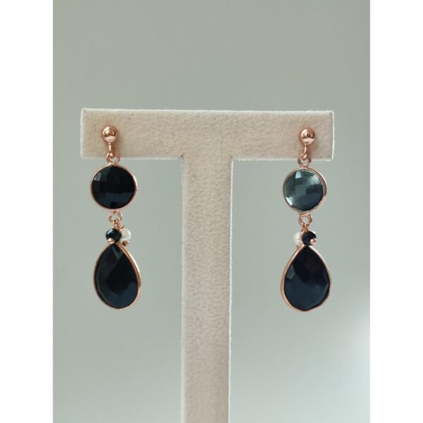 Cercei lilou din agat negru si perle 2 Cercei lilou din agat negru si perle 2