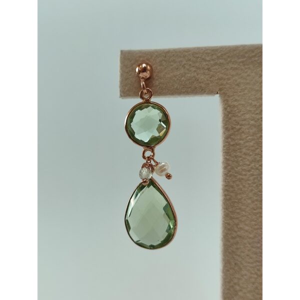 Cercei lilou din ametist verde si perle 1 Cercei lilou din ametist verde si perle 1