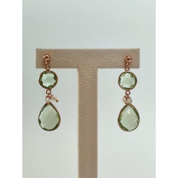 Cercei lilou din ametist verde si perle 2 Cercei lilou din ametist verde si perle 2