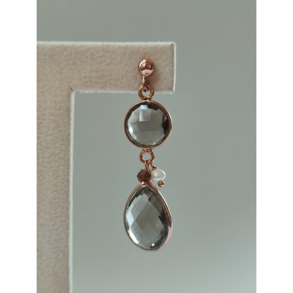 Cercei lilou din cuart fumuriu si perle 1 Cercei lilou din cuart fumuriu si perle 1