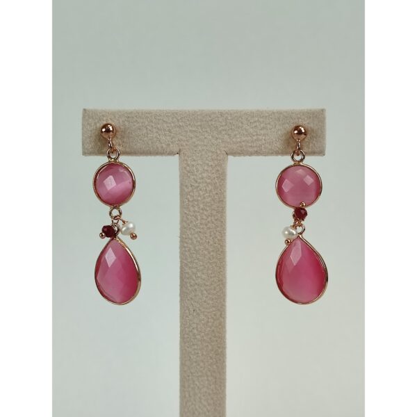 Cercei lilou din jad roz si perle 2 Cercei lilou din jad roz si perle 2