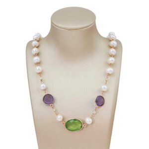 Colier jolie din perle ametist verde si violet 1