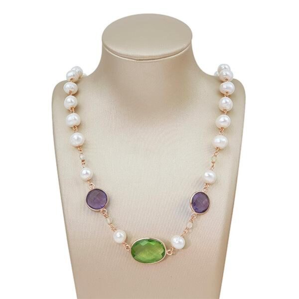 Colier jolie din perle ametist verde si violet 1