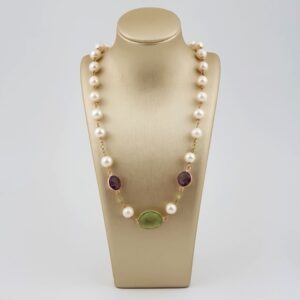 Colier jolie din perle ametist verde si violet