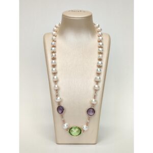 Colier jolie din perle ametist verde si violet 5