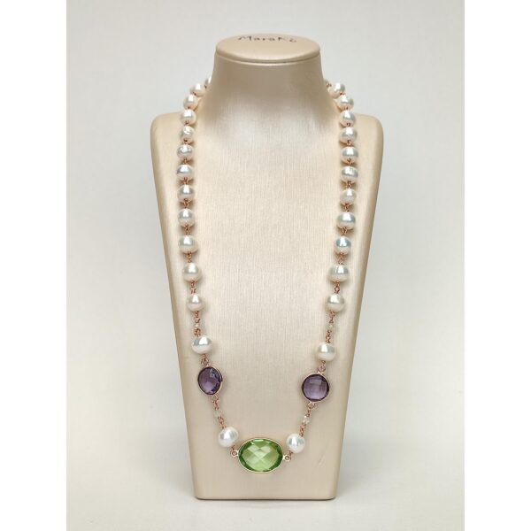 Colier jolie din perle ametist verde si violet 5
