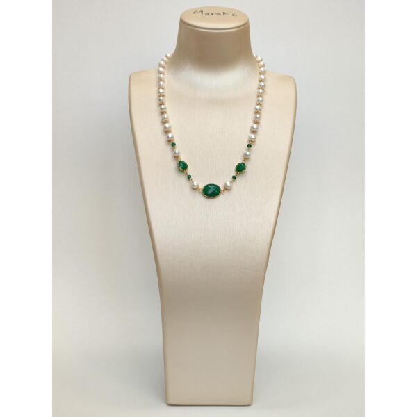 Colier jolie din perle si agat verde smarald 2 Colier jolie din perle si agat verde smarald 2